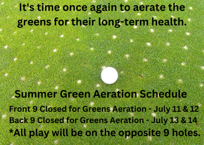 Summer Green Aeration Schedule